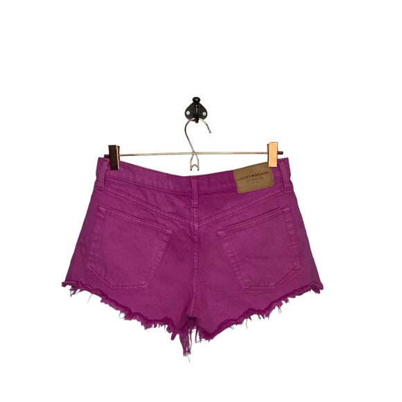 Lucky Brand Size 4 27 Orchid Purple Mid Rise Cut Off Frayed Denim Jean Shorts - Picture 7 of 11
